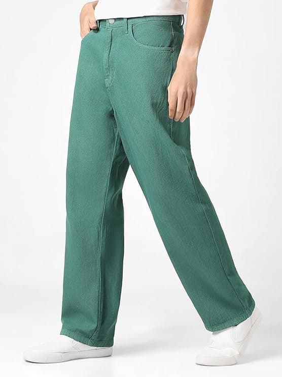 WestCore Men’s Dark Green Baggy Fit Jeans