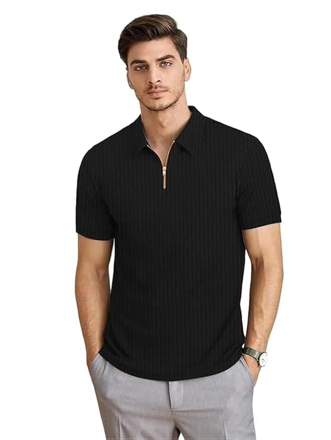 EcomX Men’s Black Chain Collar Polo T