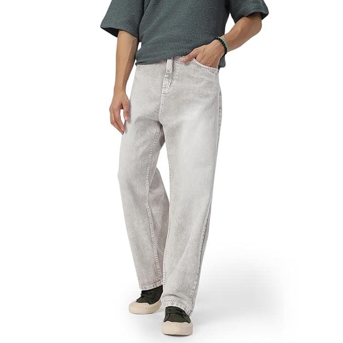 EcomX Men’s Ice Grey Loose Fit Jeans