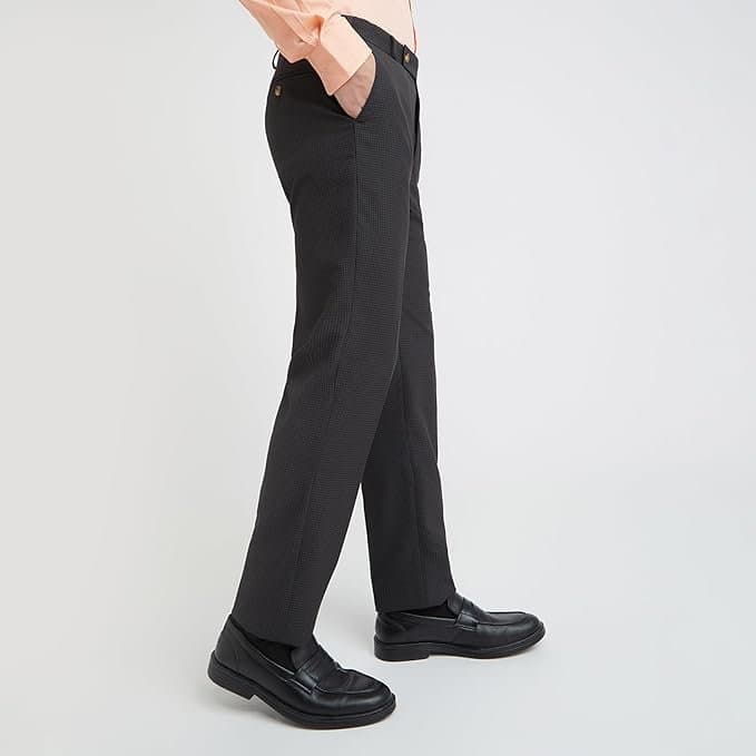 Velmora Men’s Checkered Regular Fit Formal Trousers
