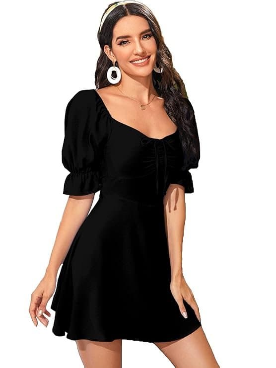 LuxeAura Women’s Ruched A-Line Mini Dress