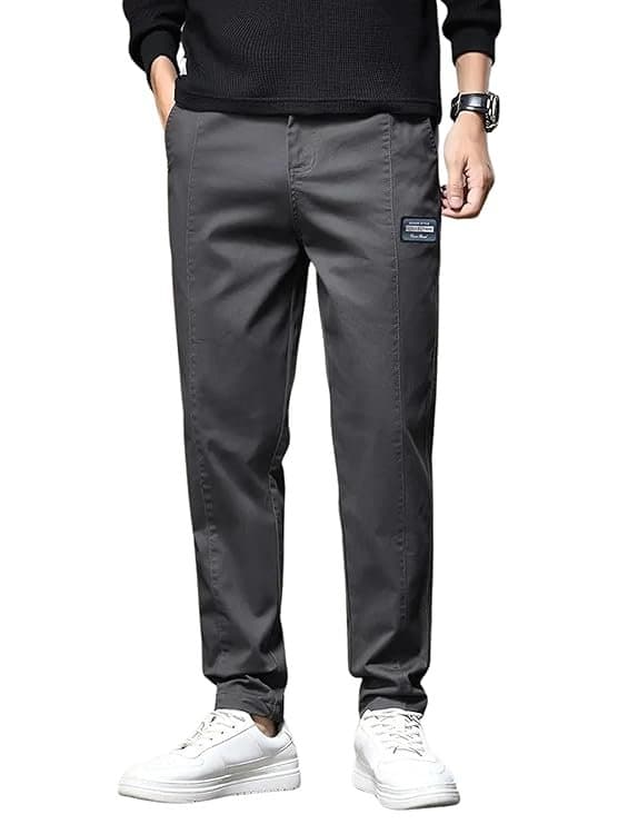 Velmora Men’s Grey Regular Fit Casual Trousers