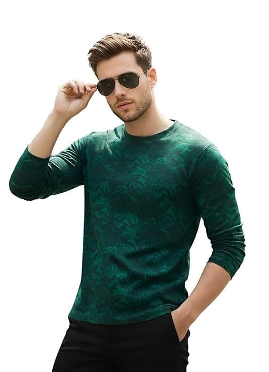 UrbanDrip Men’s Green Printed Cotton T