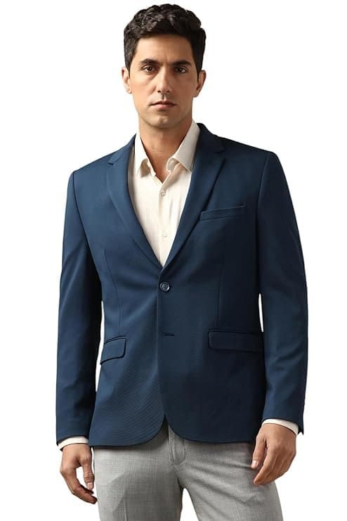 Peter England Men’s Neo Slim Knit Textured Blazer Navy