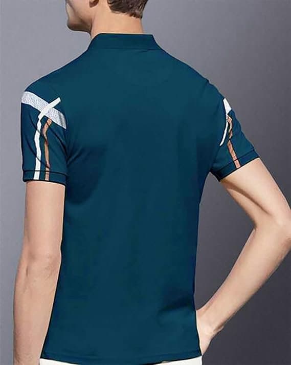 Velmora Men’s Blue Colorblock Polo T