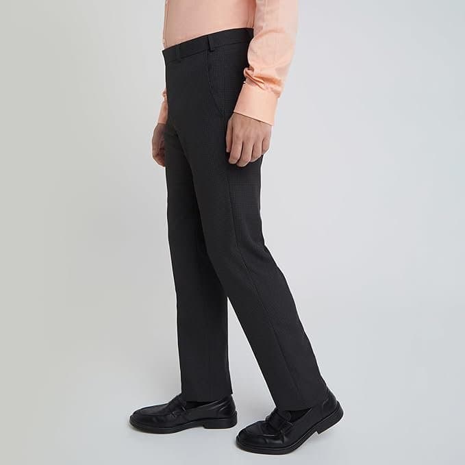 Velmora Men’s Checkered Regular Fit Formal Trousers