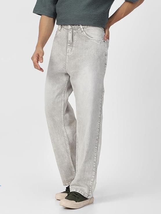 EcomX Men’s Ice Grey Loose Fit Jeans