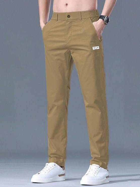 BeigeCore Men’s Regular Fit Casual Trousers