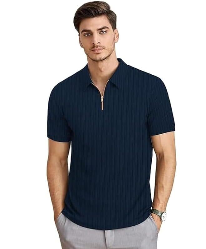 EcomX Men’s Navy Blue Chain Collar Polo T
