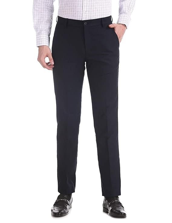 Velmora Men’s Blue Slim Fit Formal Trousers