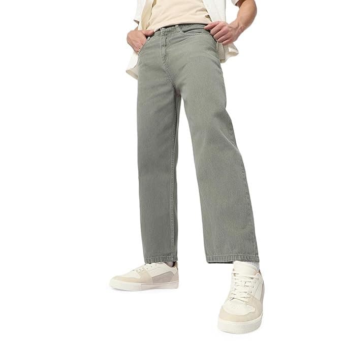 EcomX Men’s Olive Green Loose Fit Jeans