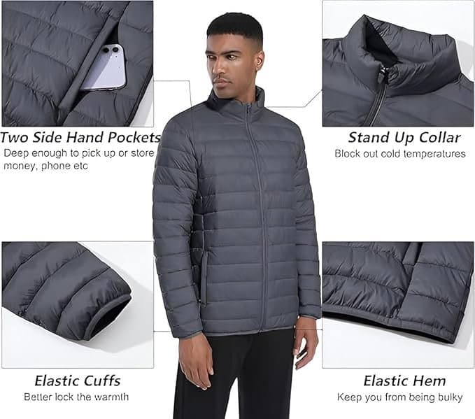 Ben Martin Men’s Nylon Biker Casual Hoody Jacket Grey
