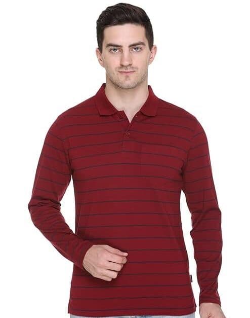 Velmora Men’s Maroon Cotton Polo T