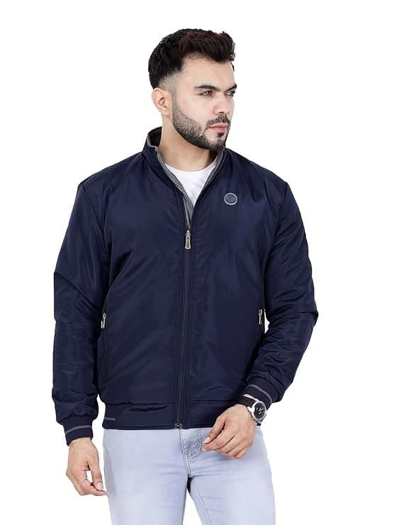 UrbanDrip Men’s Navy Blue Bomber Jacket
