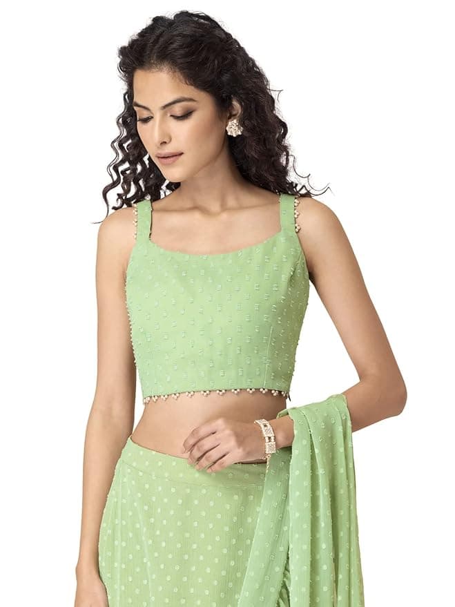 LuxeAura Women’s Green Fit & Flare Dress
