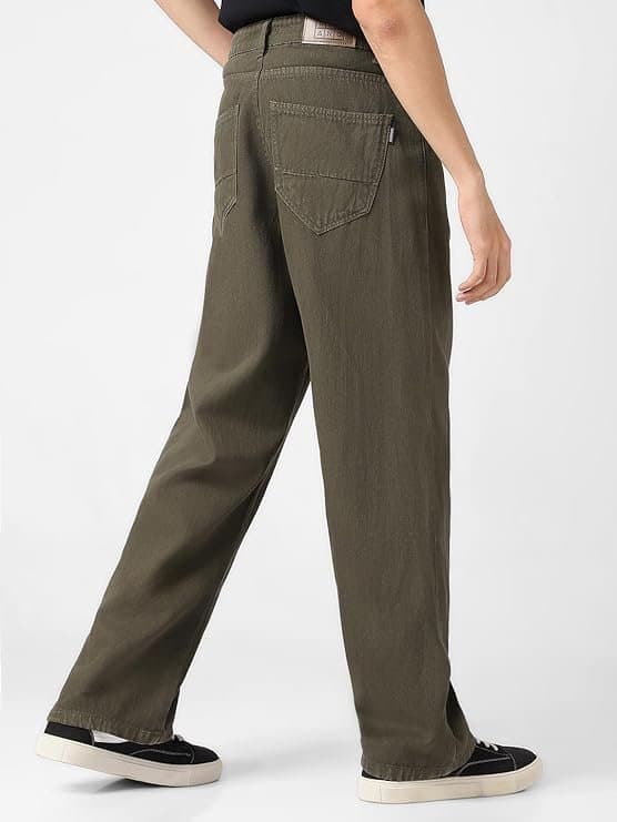 UrbanDrip Men’s Khaki Baggy Fit Washed Jeans