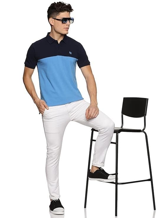 Velmora Men’s Blue Cotton Polo T