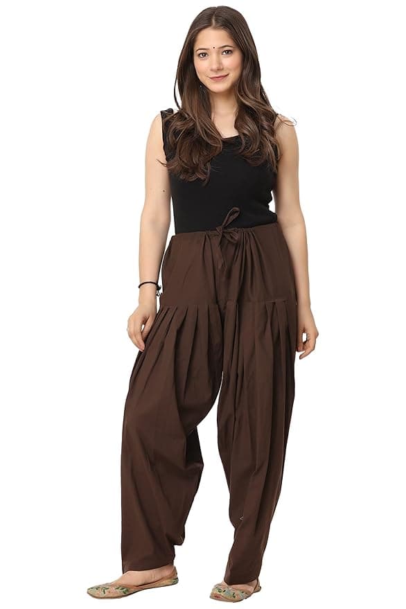 IndiBloom Women’s Brown Cotton Semi Patiala Salwar