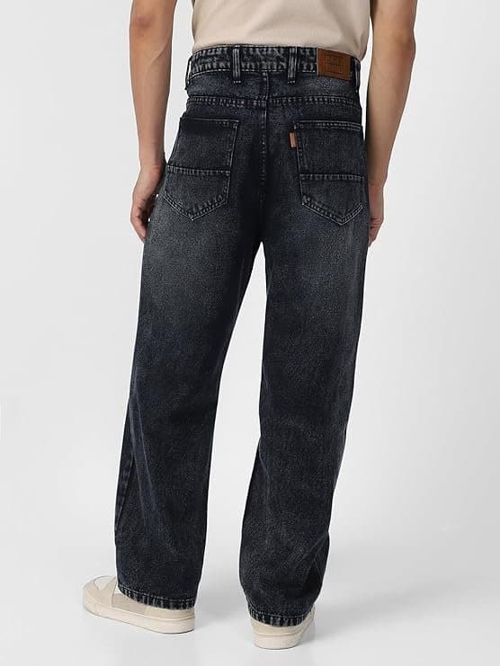 UrbanDrip Men’s Black Baggy Fit Washed Jeans