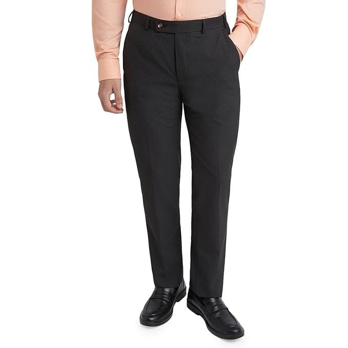 Velmora Men’s Checkered Regular Fit Formal Trousers