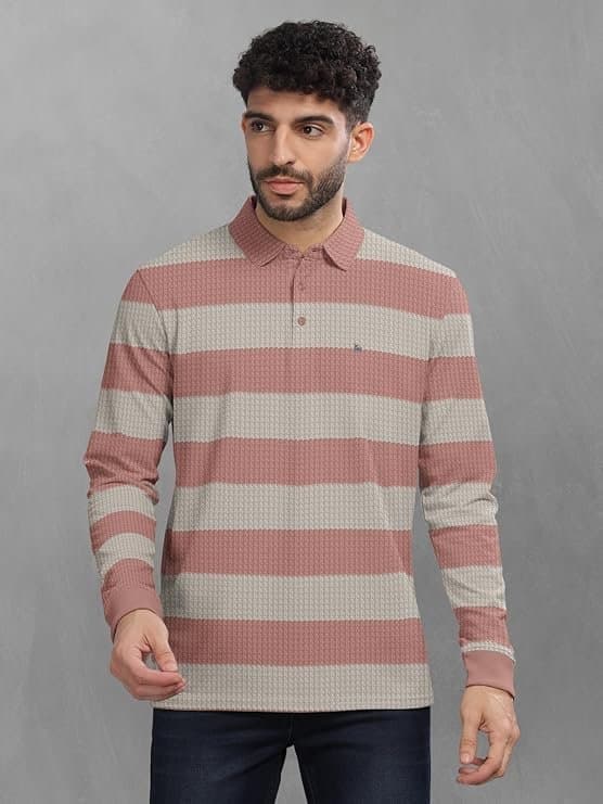 Velmora Men’s Striped Textured Polo T