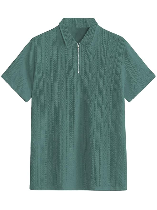 Velmora Men’s Green Jacquard Chain Polo T