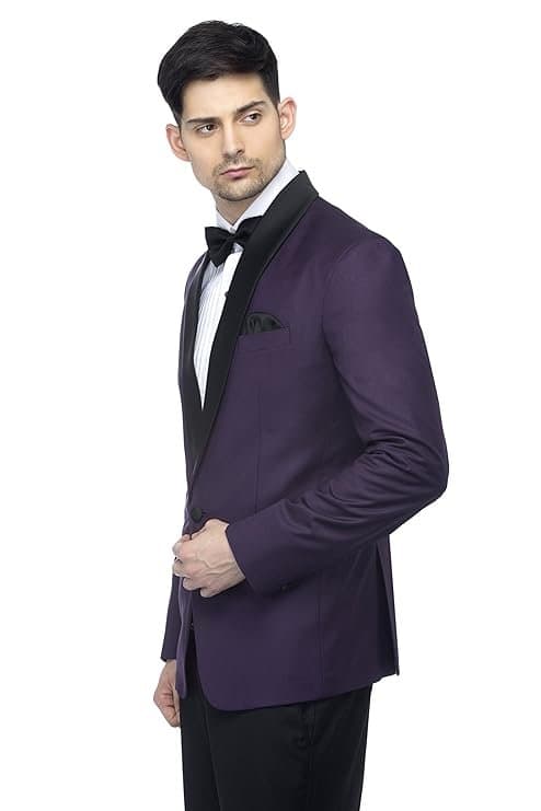 FAVOROSKI Men’s Polyester and Viscose Tuxedo Blazers Dark Purple