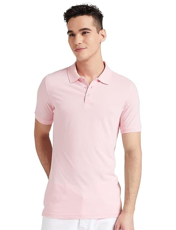 Velmora Men’s Pink Cotton Polo T