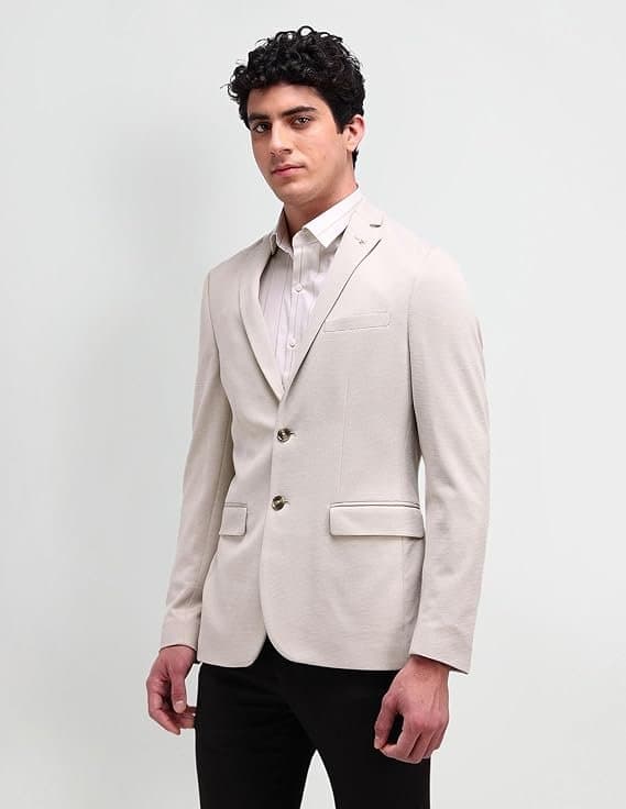 Arrow Men Business Casual Blazer Beige
