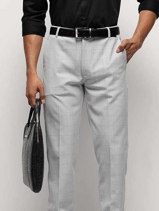 Velmora Men’s White Slim Fit Stretch Formal Trousers