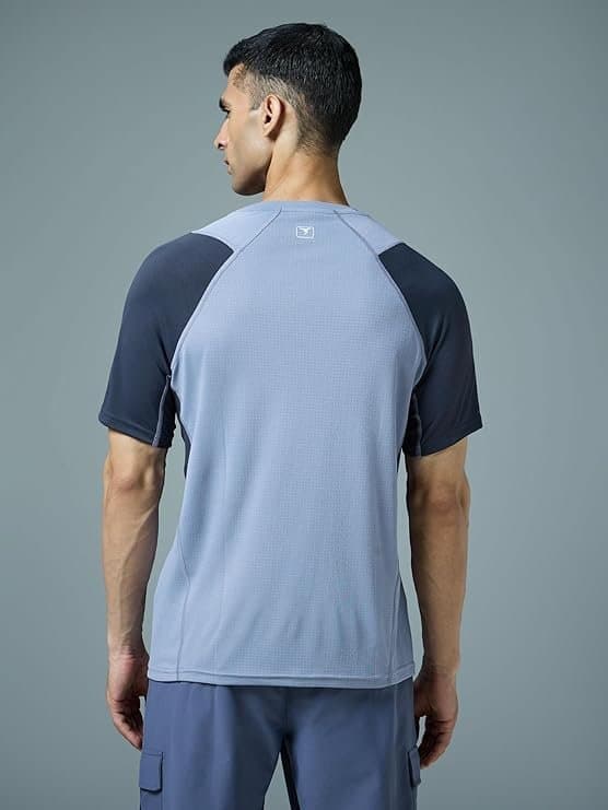 FlexWear Men’s Blue Color Block Crew Neck T