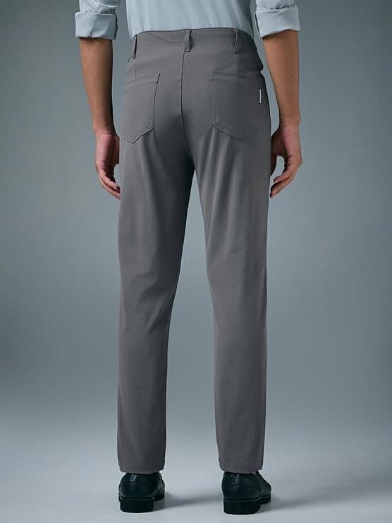 FlexWear Men’s Black Straight Fit Semi-Formal Trousers