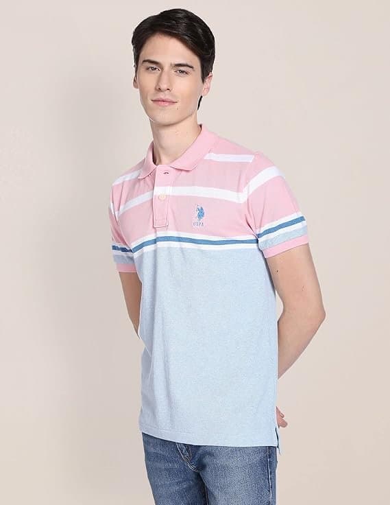 Velmora Men’s Pink Slim Fit Polo T