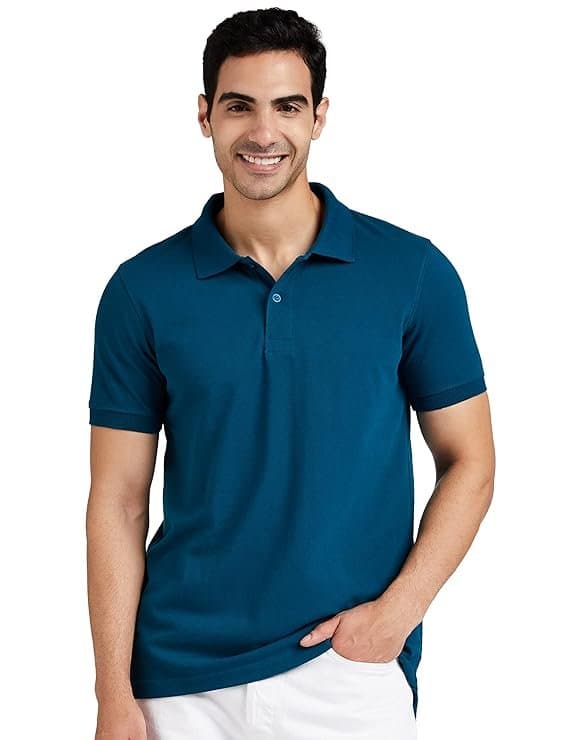 Velmora Men’s Teal Cotton Polo T