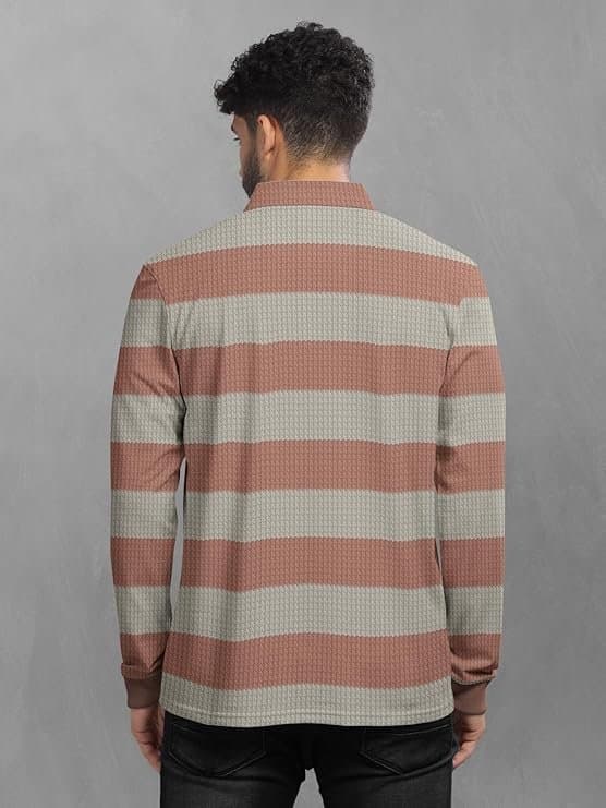 Velmora Men’s Striped Textured Polo T