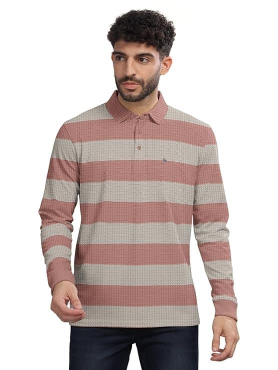 Velmora Men’s Striped Textured Polo T