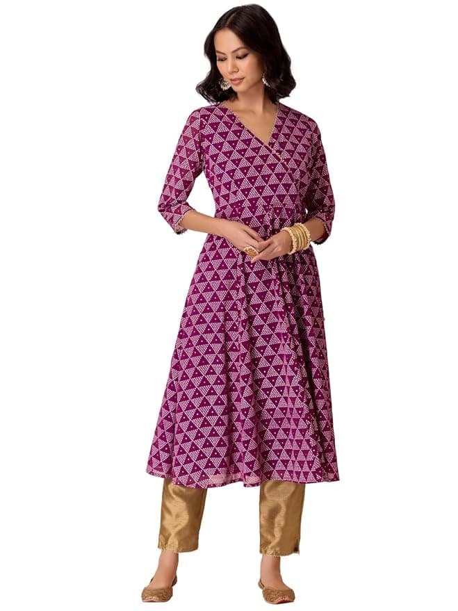 Velmora Women’s Purple Cotton Geometric Co-ord Set