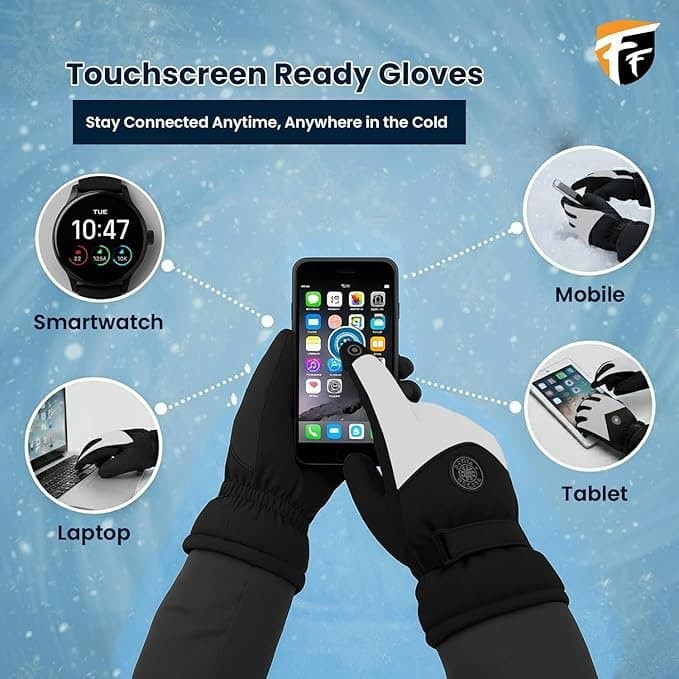 Touch Screen Unisex Woolen Gloves Outdoor Activities – Black