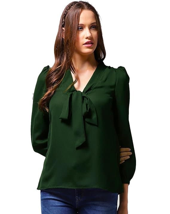 AureliaX Women’s V-Neck Balloon Sleeve Blouse