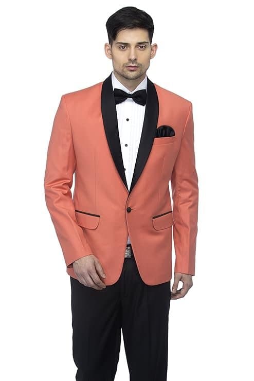 FAVOROSKI Men’s Polyester and Viscose Tuxedo Blazers Light Orange
