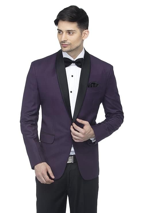 FAVOROSKI Men’s Polyester and Viscose Tuxedo Blazers Dark Purple
