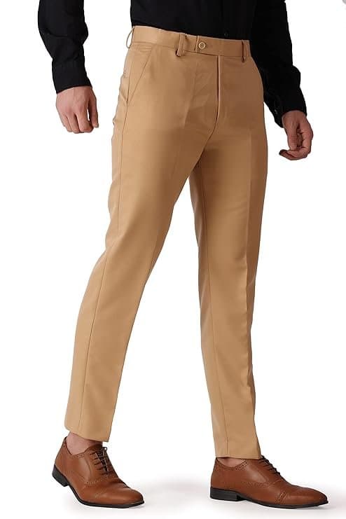 UrbanDrip Men’s Beige Slim Fit Casual Trousers