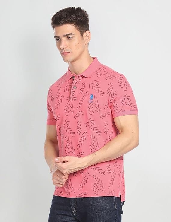 UrbanDrip Men’s Pink Printed Slim Fit T