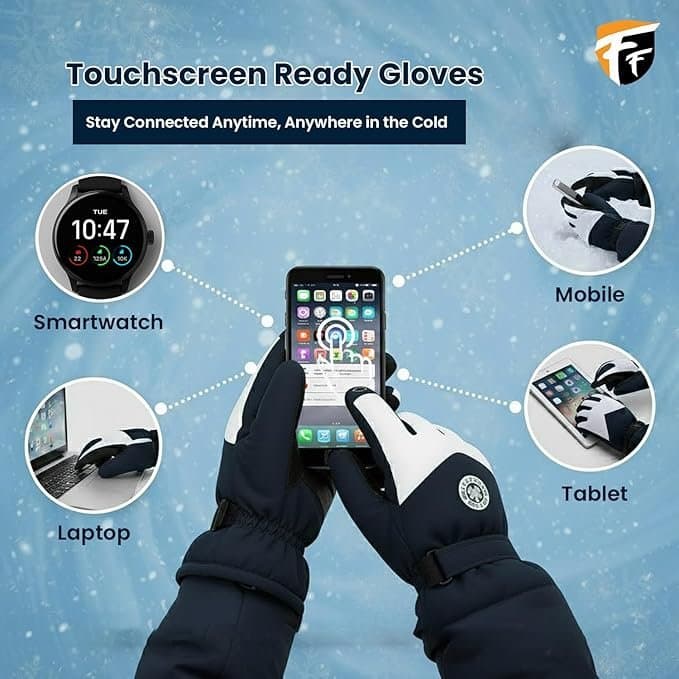 Advance 3 Fingers Touch Screen Unisex Woolen Gloves – Blue