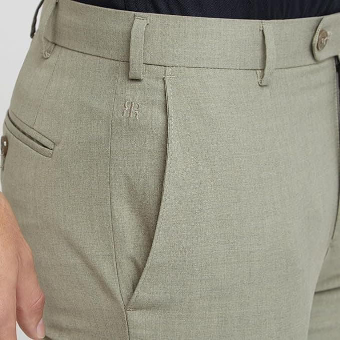 Velmora Men’s Olive Green Slim Fit Formal Trousers