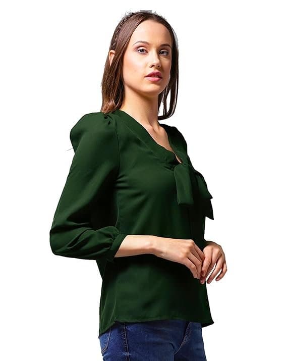 AureliaX Women’s V-Neck Balloon Sleeve Blouse