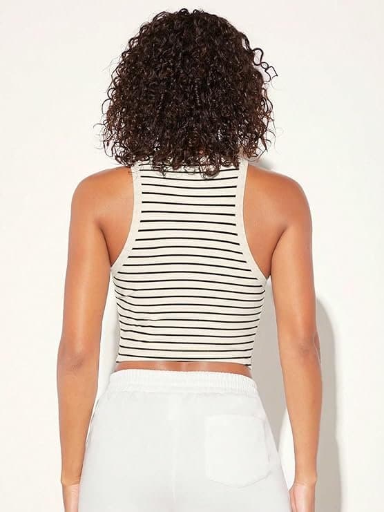 ZyraFit Women’s Striped Racerback Crop Tank Top