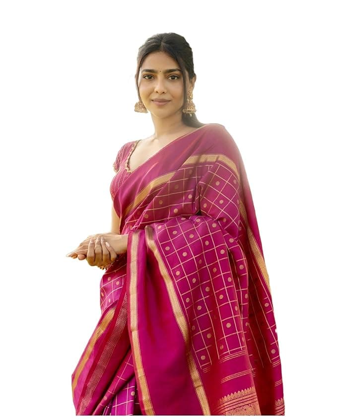 Zyra Women’s Pink Kanjivaram Semi Silk Saree