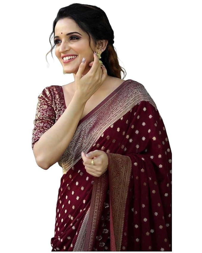 AureliaX Women’s Maroon Kanchipuram Silk Saree