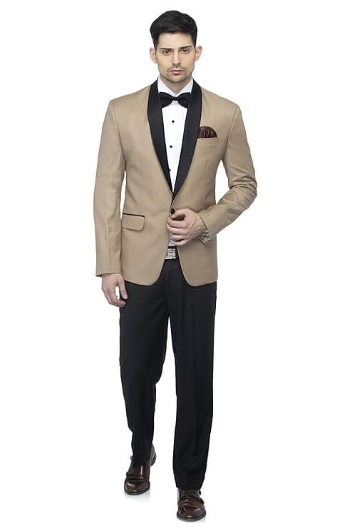 FAVOROSKI Men’s Polyester and Viscose Tuxedo Blazers Beige